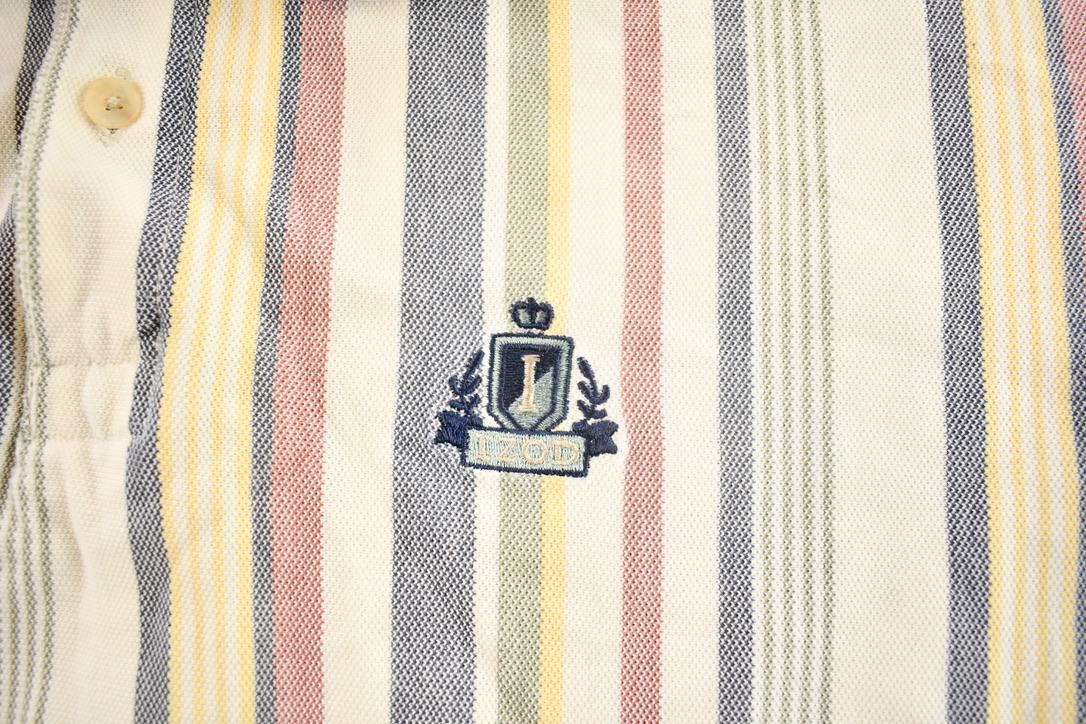 Vintage 2000s Striped Izod Embroidered Emblem Polo Shirt