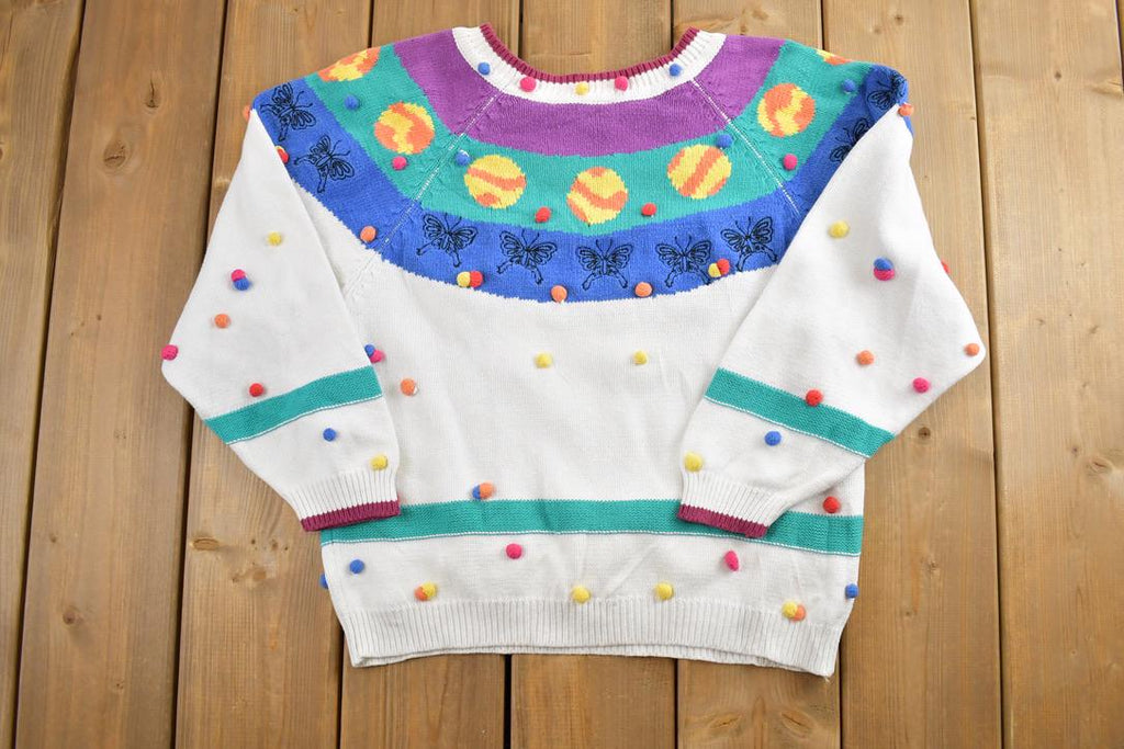 Vintage 1990s Easter Knit Crewneck Sweater  90s Crewneck  Made In USA  Preppy