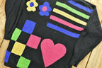 Vintage Heart Graphic Abstract Funky Knit Sweater