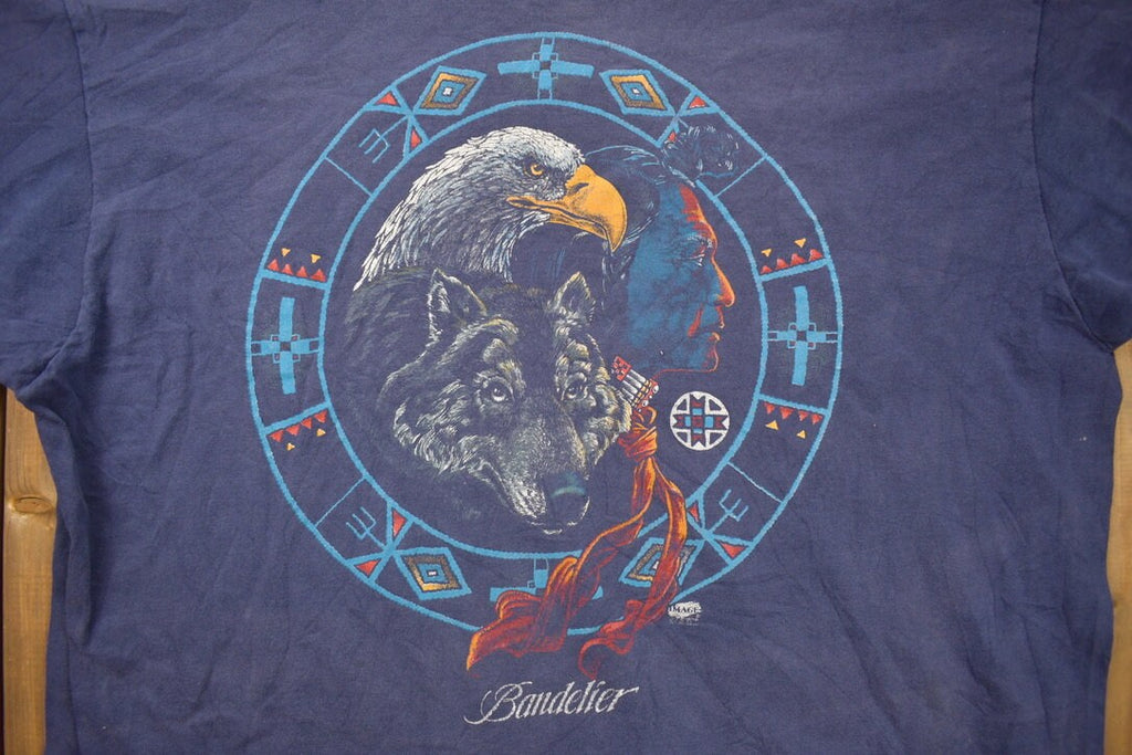 Vintage 1990s Bandelier Wolf & Eagle Graphic T Shirt