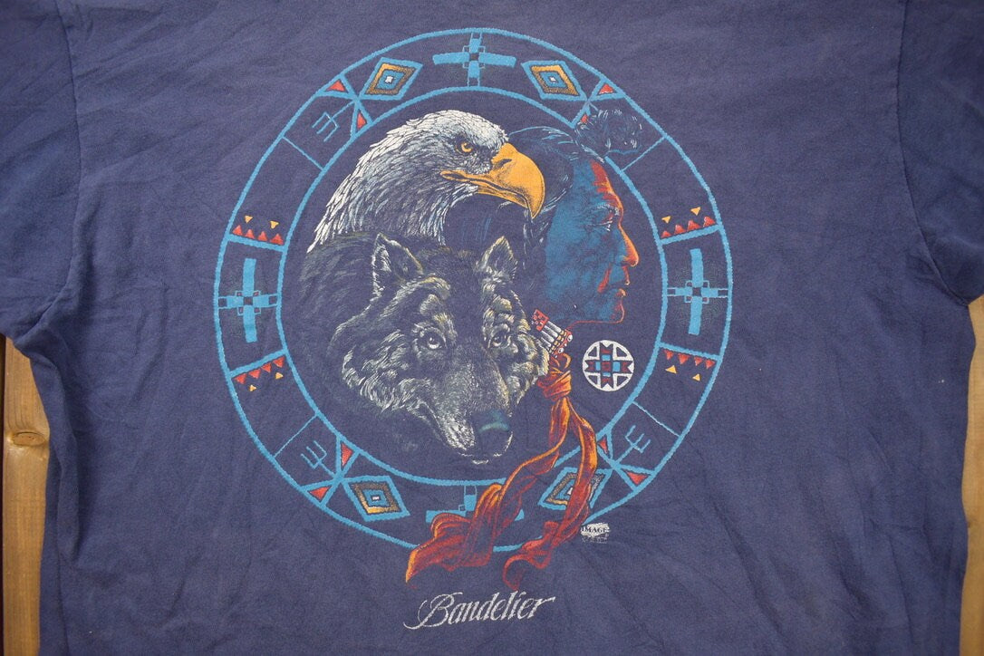 Vintage 1990s Bandelier Wolf & Eagle Graphic T Shirt