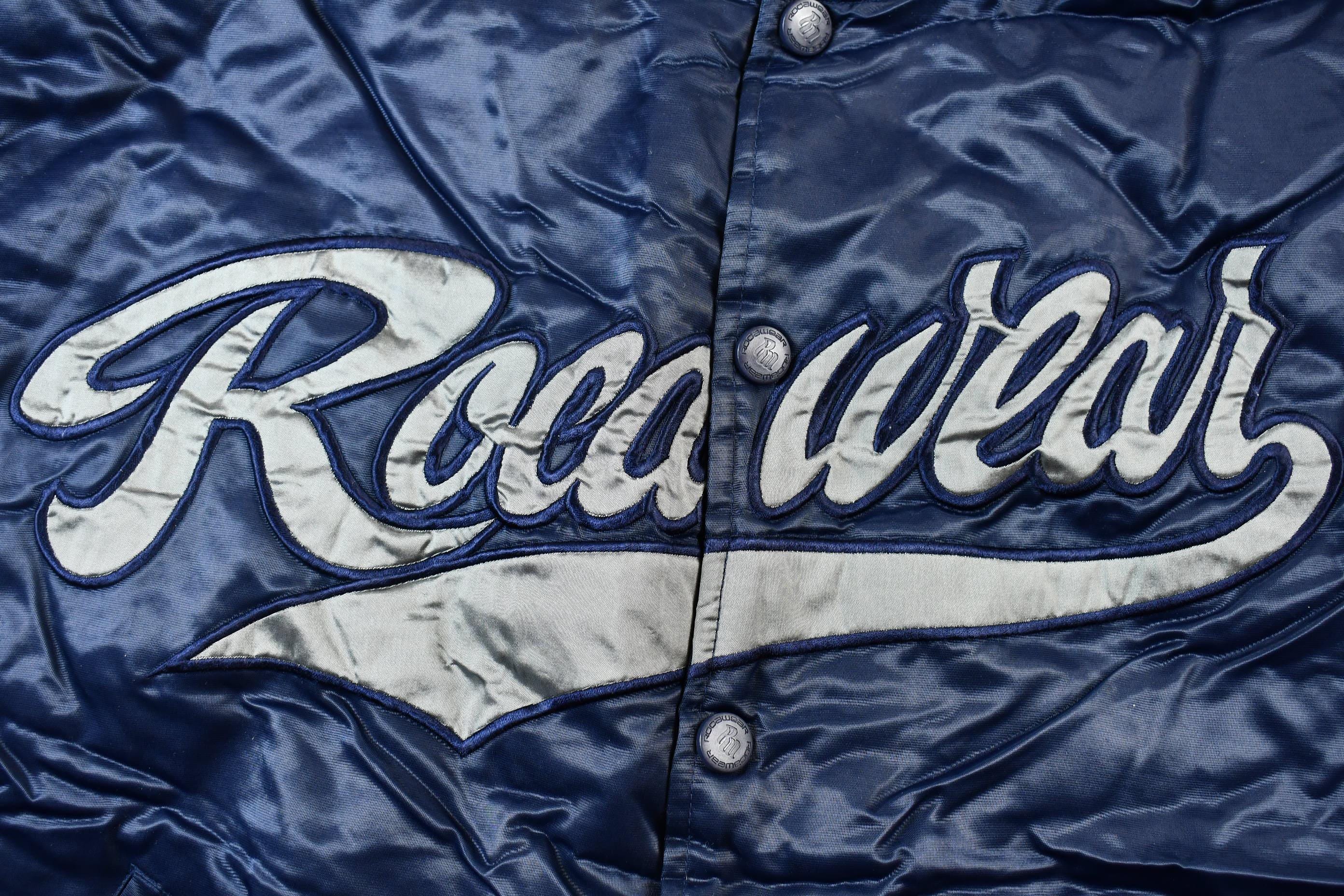 Vintage 1990s Rocawear Embroidered Snap Button Satin Bomber Jacket