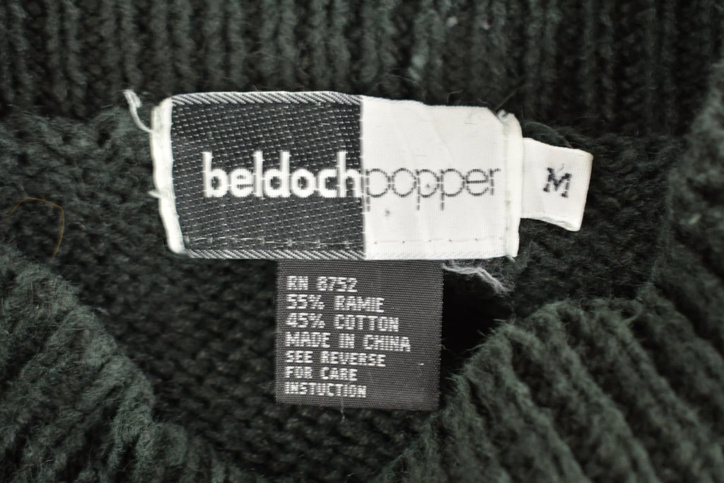 Vintage Beldoch Popper Floral Knit Mock Neck Sweater