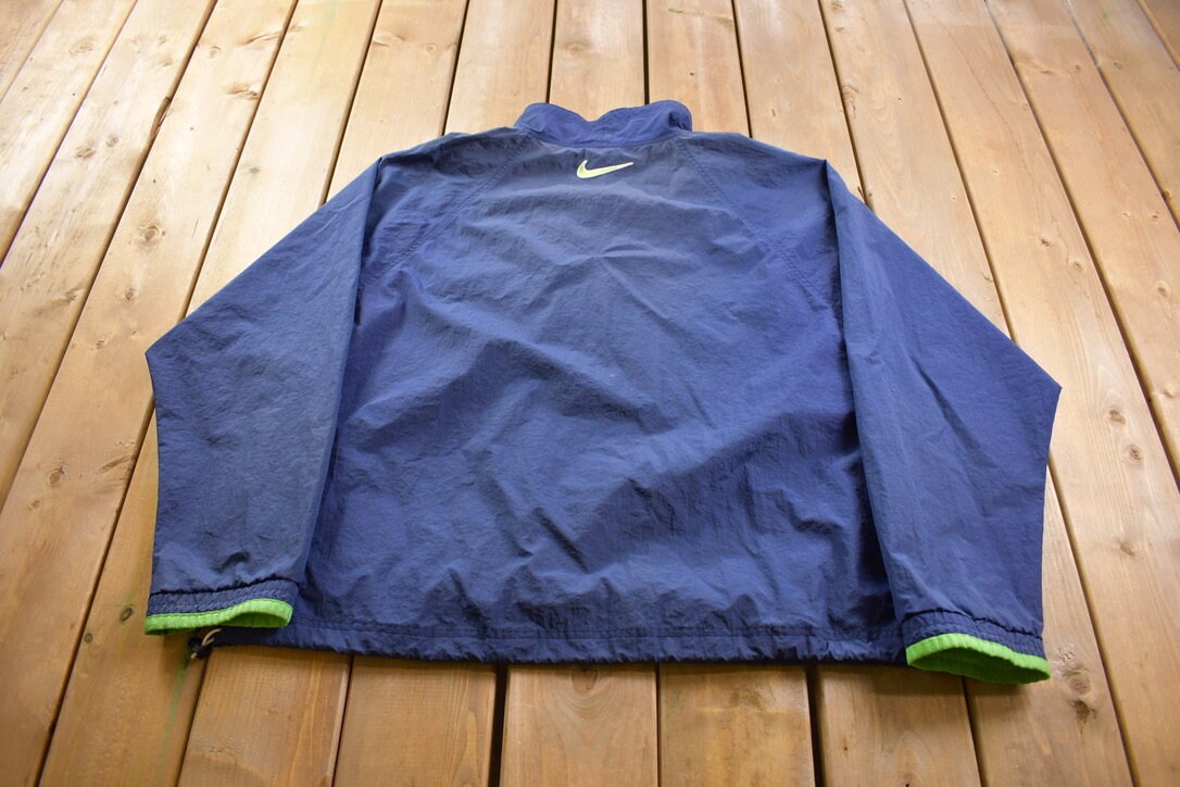 Vintage 1990s Nike Embroidered Mid Swoosh White Tag Windbreaker Jacket Athletic Spring Summer Sportswear