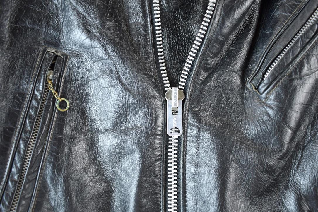 Vintage 1960s Harley Davidson Leather Motorcycle Jacket With Belt Made In USA