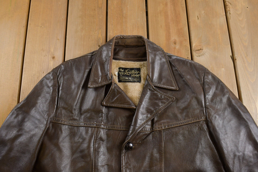Vintage 1970s Sears The Mens Store Fur Lined Leather Jacket