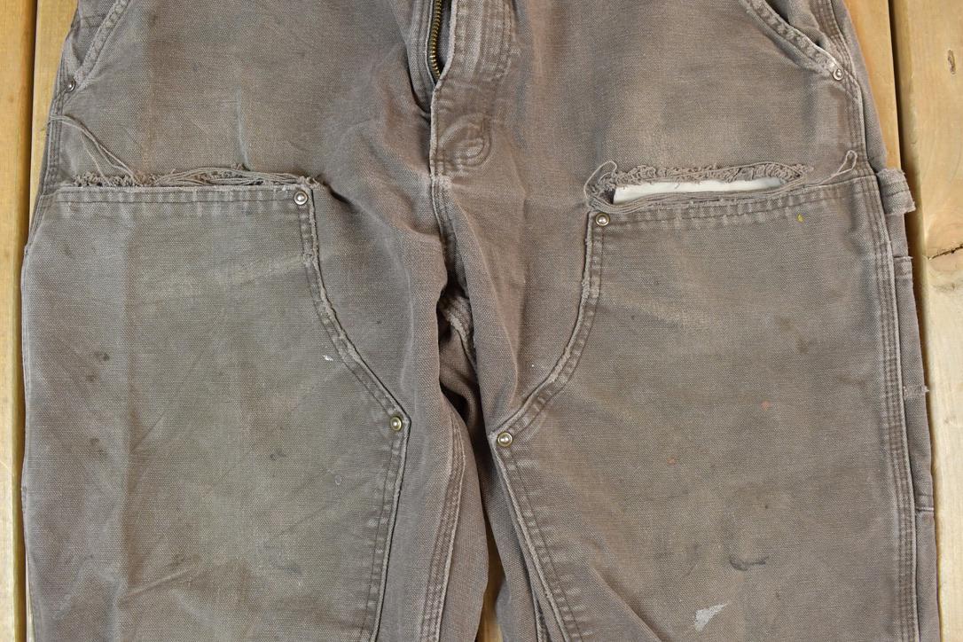 Vintage 1990s Carhartt Double Knee Light Brown Denim Work Pants Size 36 x 32
