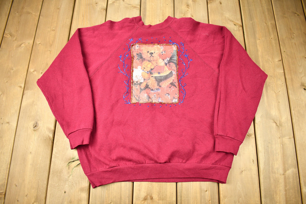 Vintage 1980s Cute Teddy Bear Raglan Crewneck Sweater