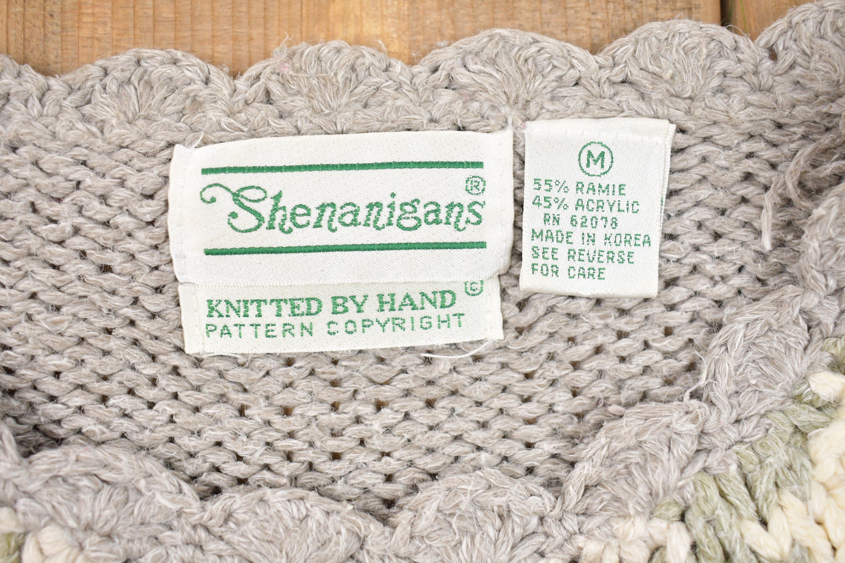 Vintage 1990 Shenanigans Hand Knitted Floral Sweater
