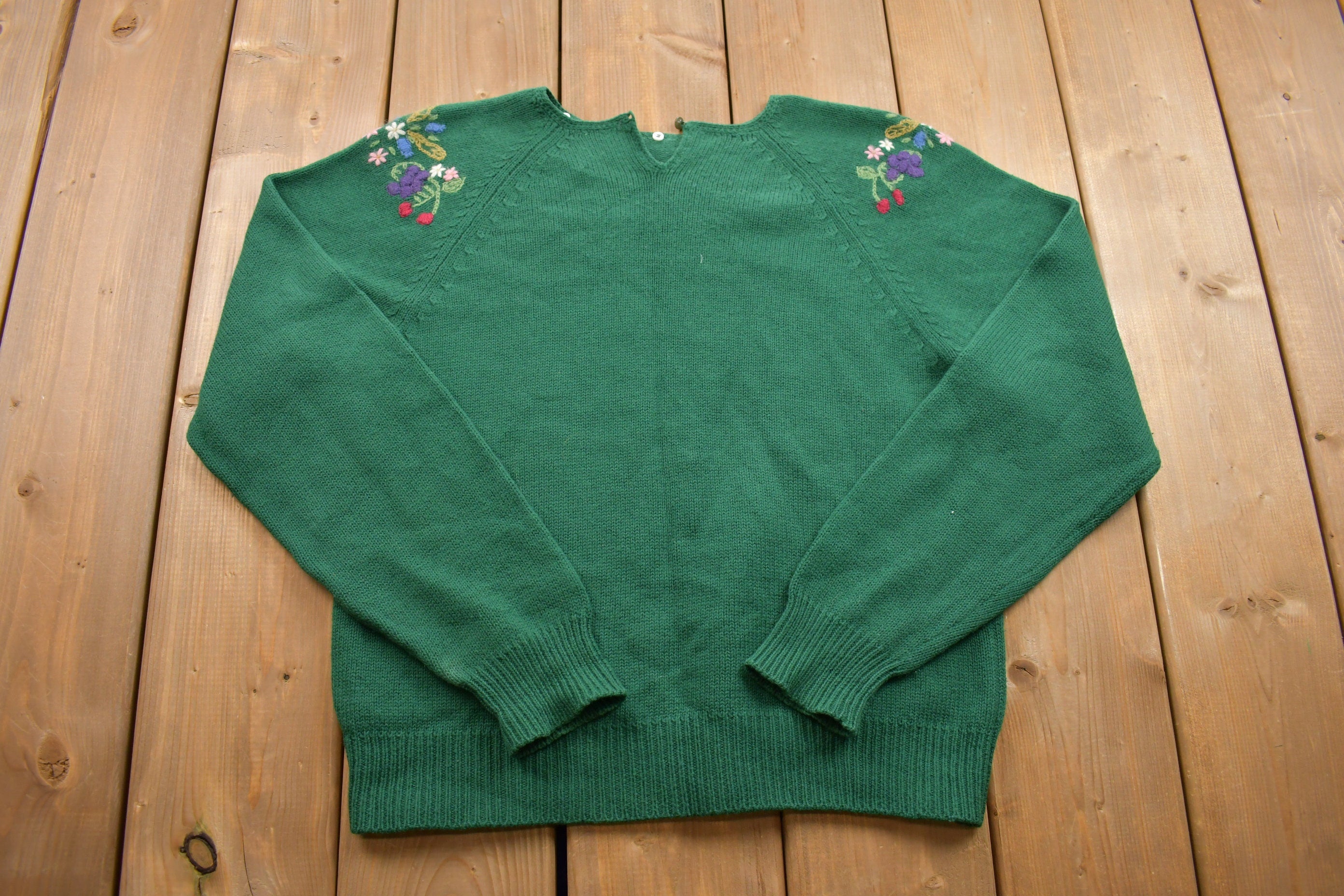 Vintage 1987s Floral Knit Crewneck Sweatshirt