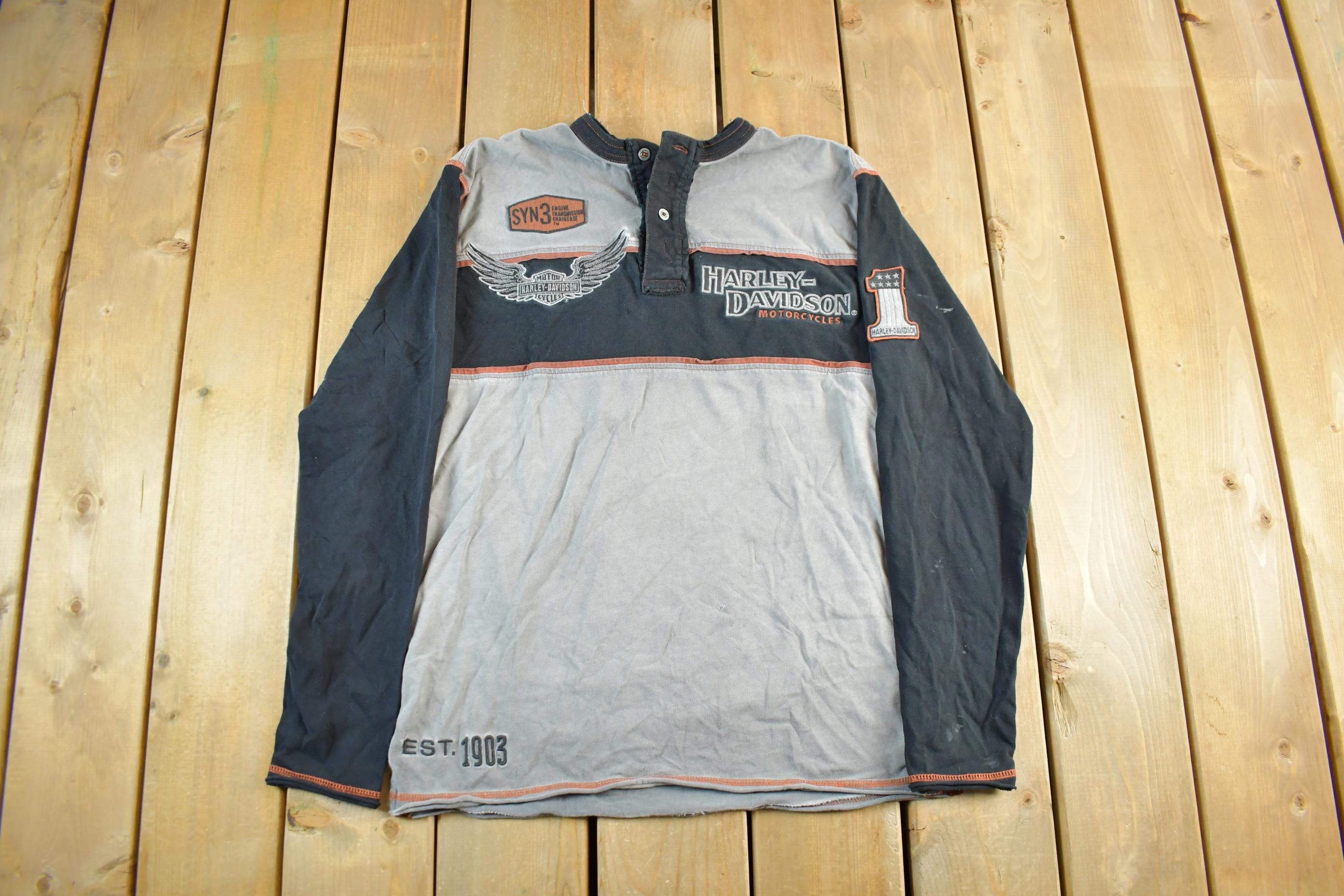Vintage 2000s Harley Davidson Motorcycles Long Sleeve Henley T-Shirt Men's Medium