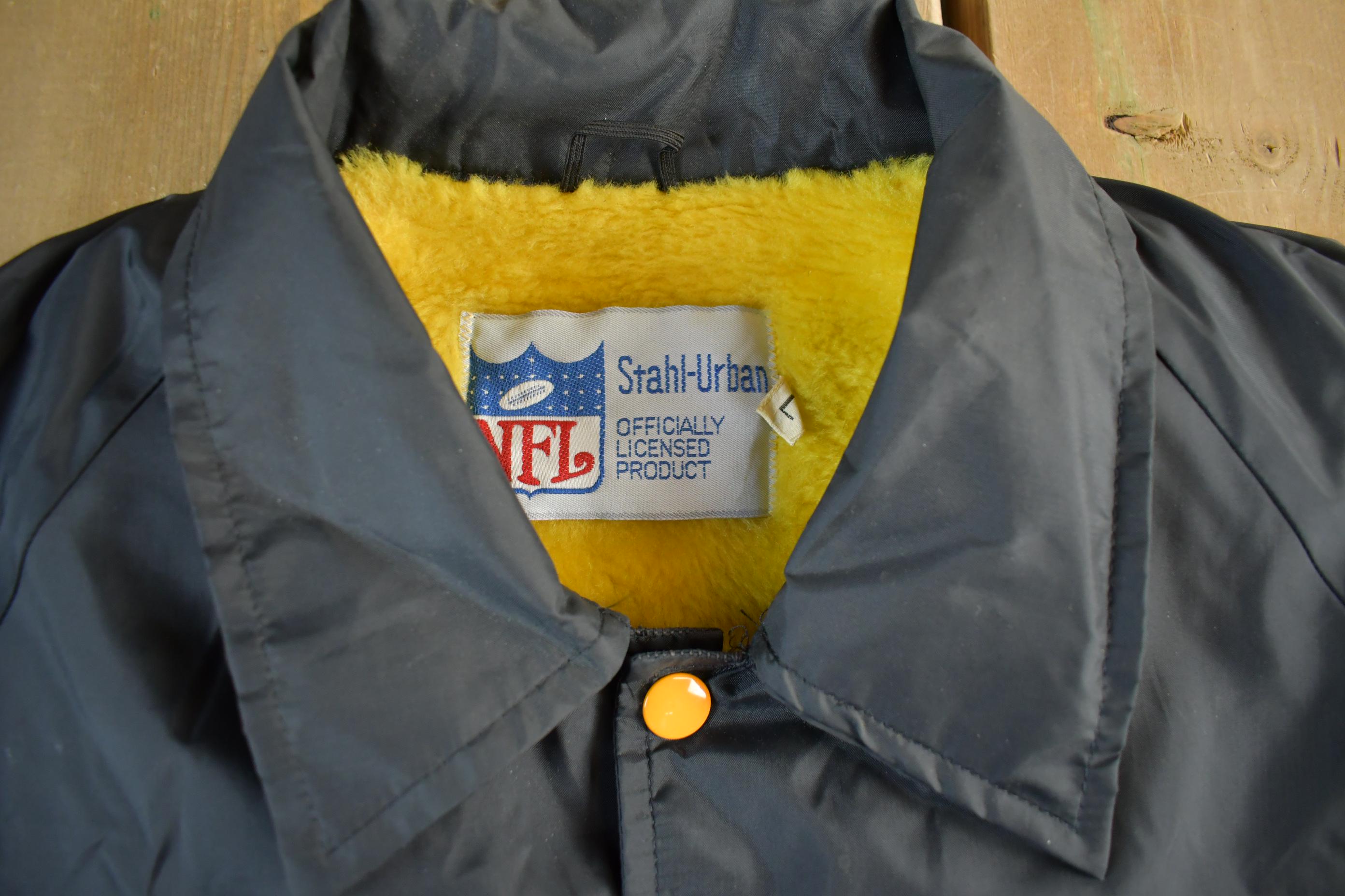 Vintage 1990s Pittsburgh Steelers Fleece Lined NFL Coaches Jacket