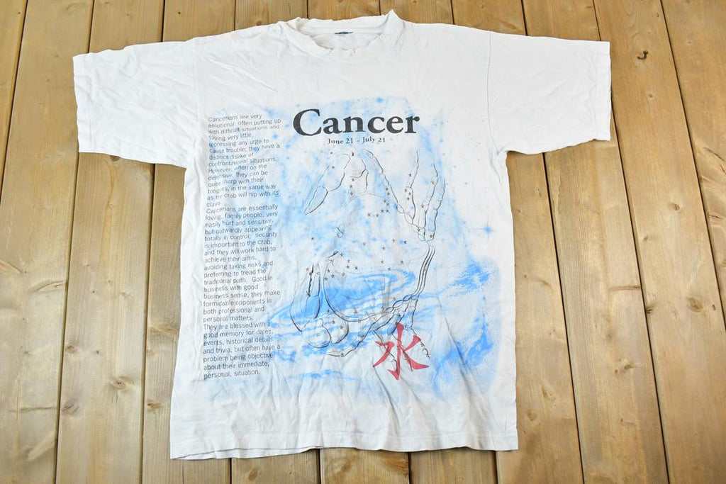 Vintage 90s Cancer Astrology T-Shirt: Summer Vacation Souvenir
