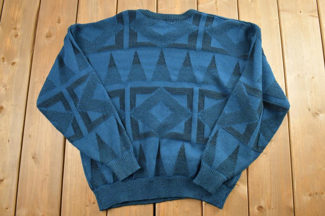 Vintage 1990s Entourage Knit Abstract Pattern Crewneck Sweater