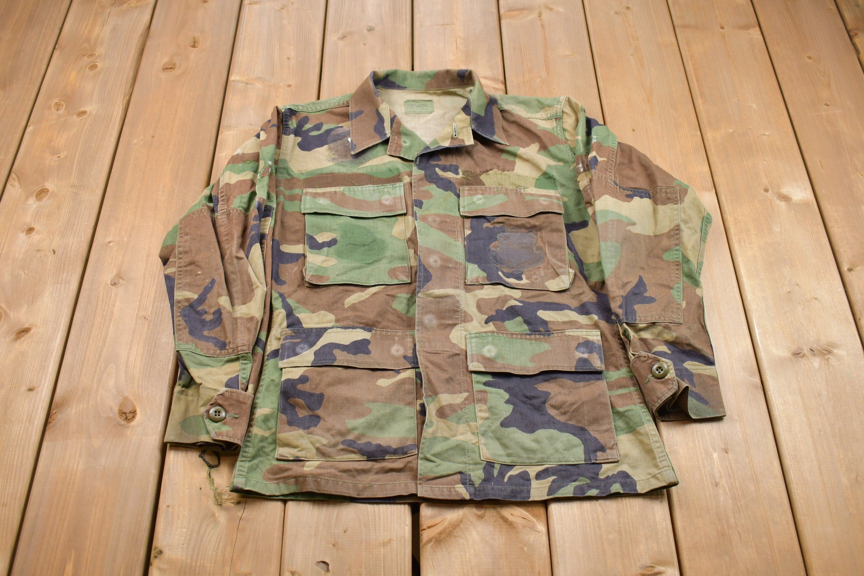 2001 Vintage Military Camo Button Up Jacket