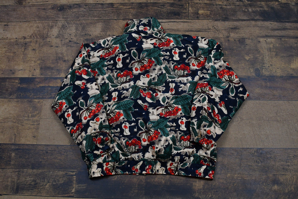 Vintage 1990s Out Brook 100% Silk All Over Print Full Zip Windbreaker