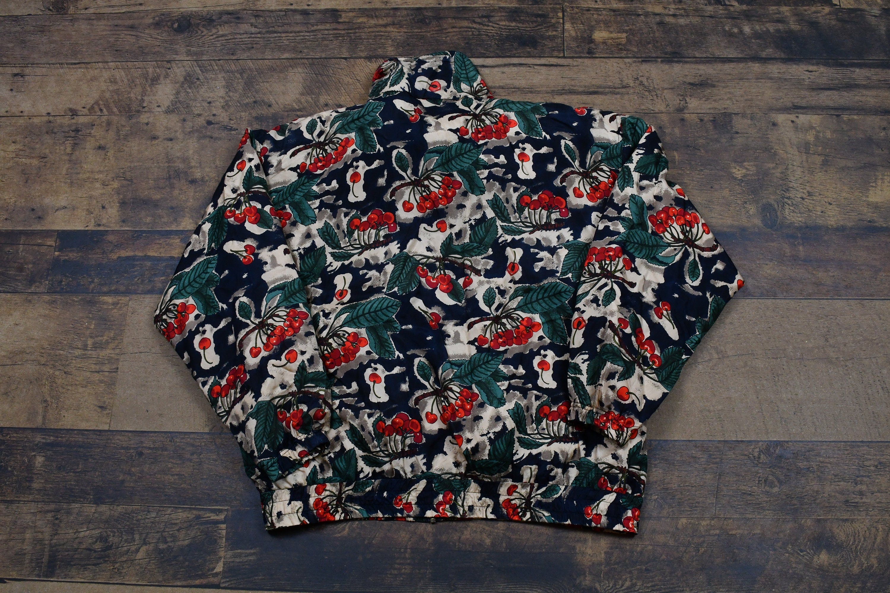 Vintage 1990s Out Brook 100% Silk All Over Print Full Zip Windbreaker