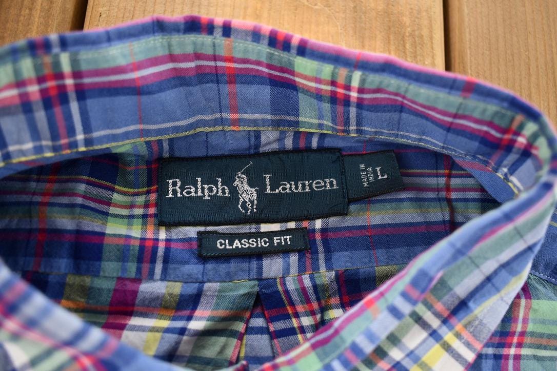 Vintage 2000s Polo Ralph Lauren Checkered Plaid Short Sleeve Button Down Shirt