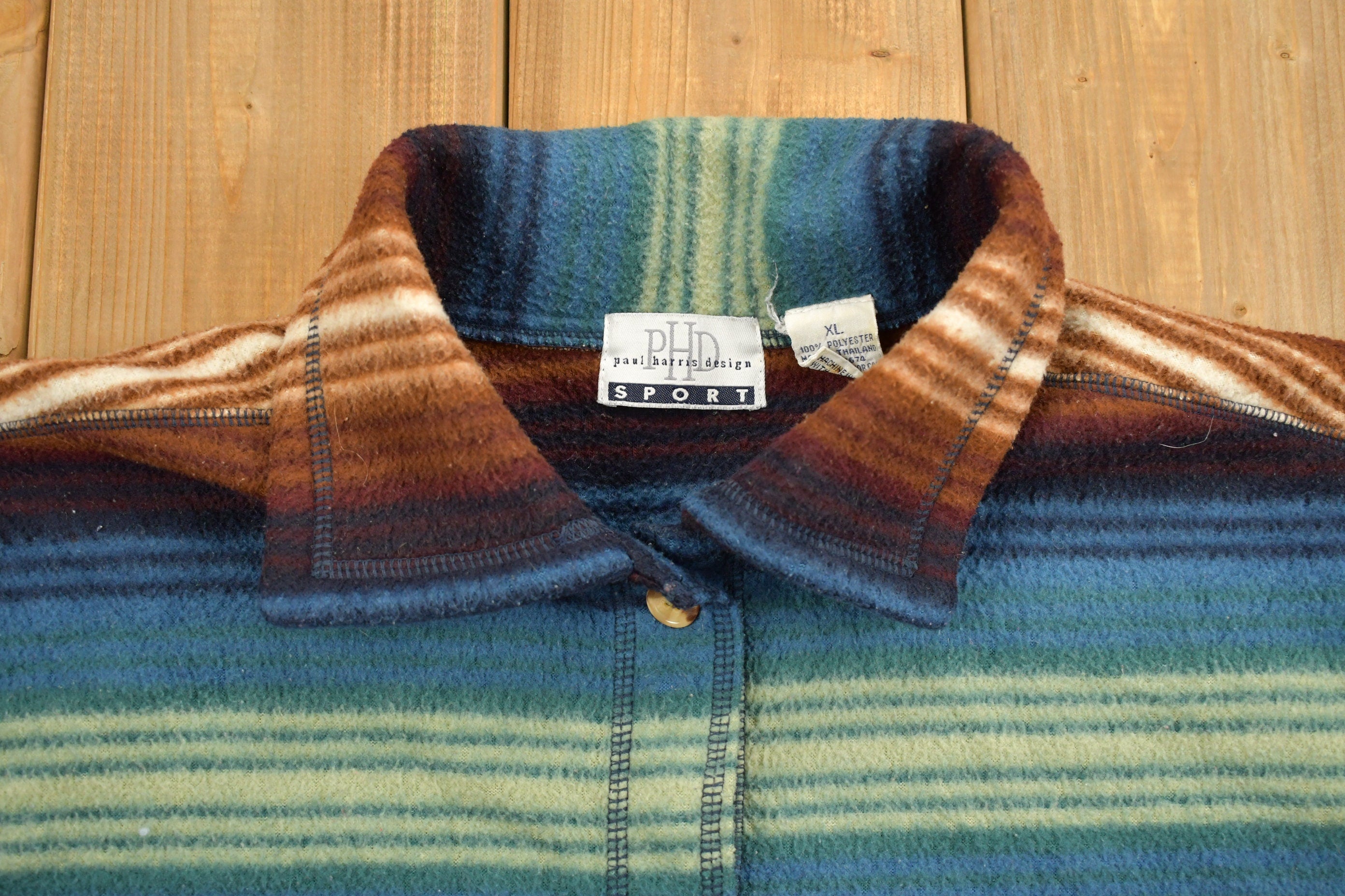 Vintage 1990s Paul Harris Design Button Up Shirt / 1990s Button Up / Striped Shirt / Colorful / Casual Shirt / Sport