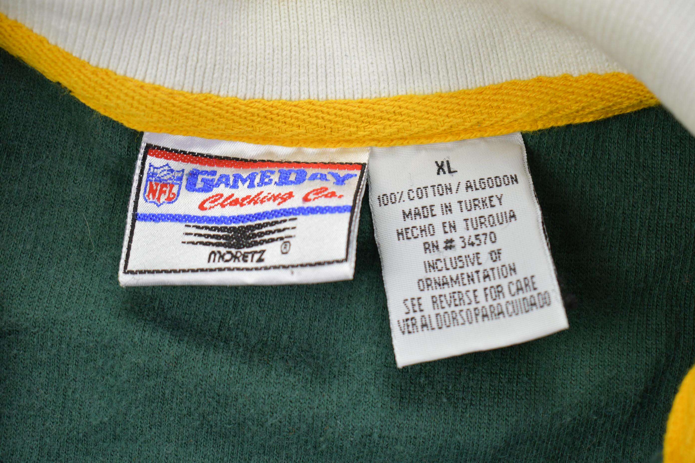 Vintage 1990s Green Bay Packers Button Up Rugby Style NFL Football Sweatshirt - Large