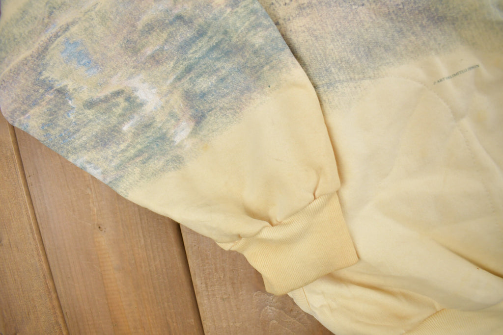 Vintage 1990s Beach Theme All Over Print Henley Sweater