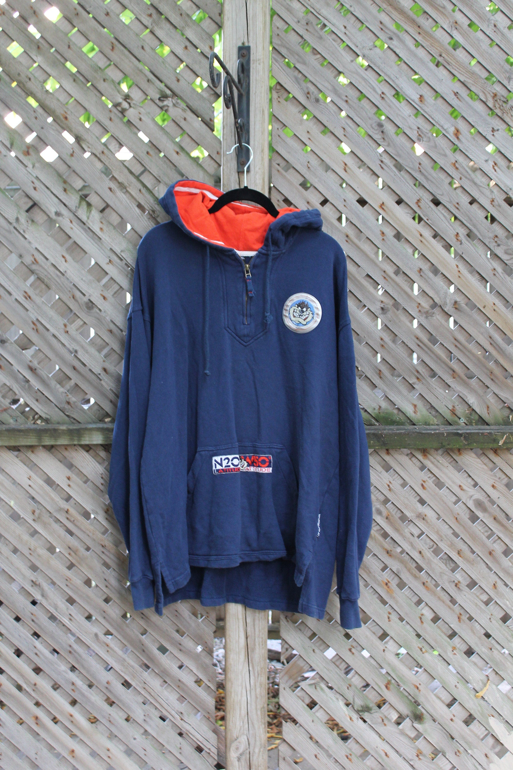 Vintage 1990s Looney Tunes Tzmanian Devil Quarter Zip Hoodie / Warner Bros / Vintage Hoodie / Attitude / 90s Taz