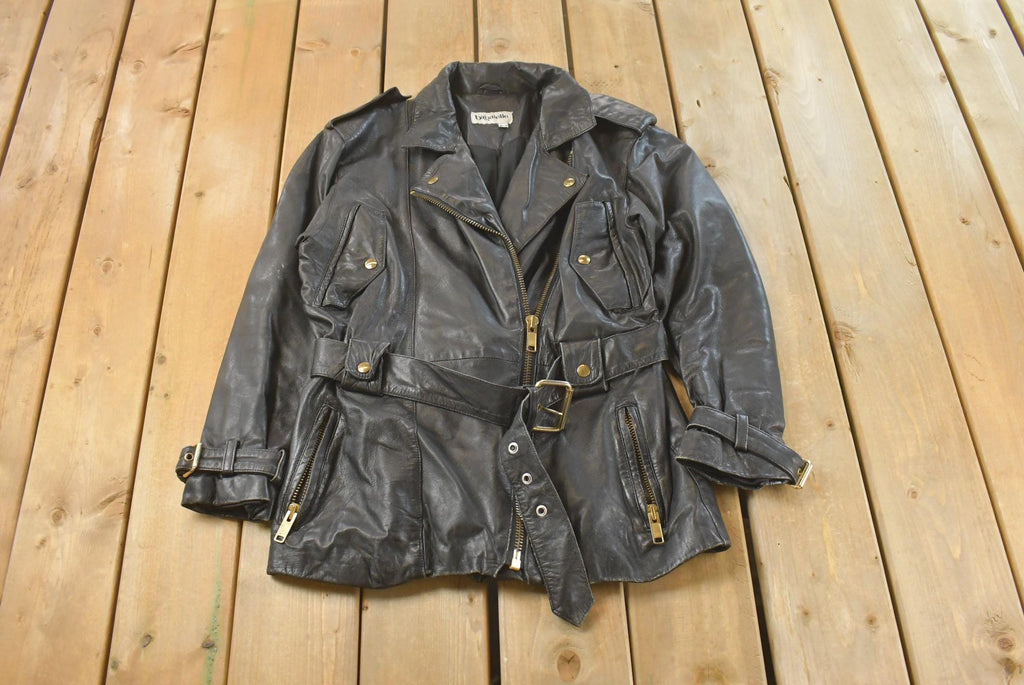 Vintage 1990s Bagatelle Leather Motorcycle Jacket Women's M /