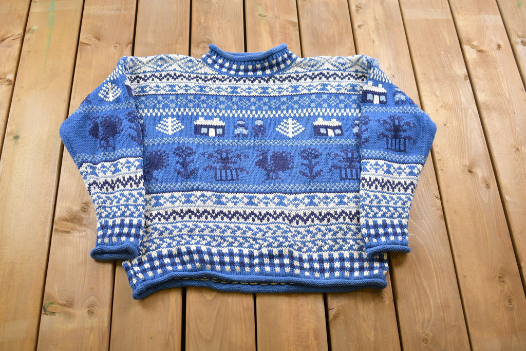 Vintage 1990s Eddie Bauer All Over Print Knitted Sweater