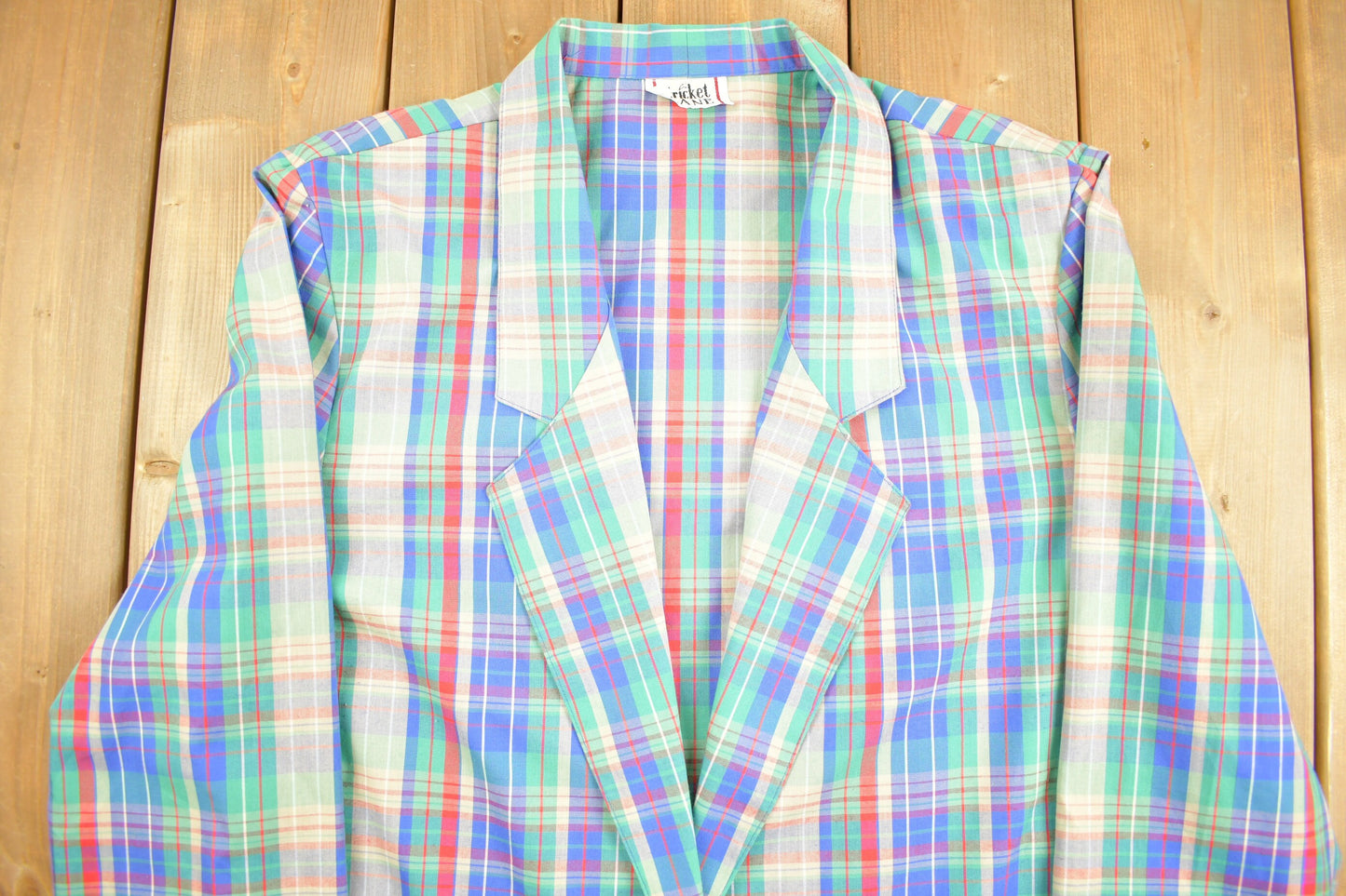 Vintage 1980s Cricket Lane Button Up Blazer Jacket / Plaid Pattern / Casual Dress Wear / Streetwear / Retro Style / Made In The USA