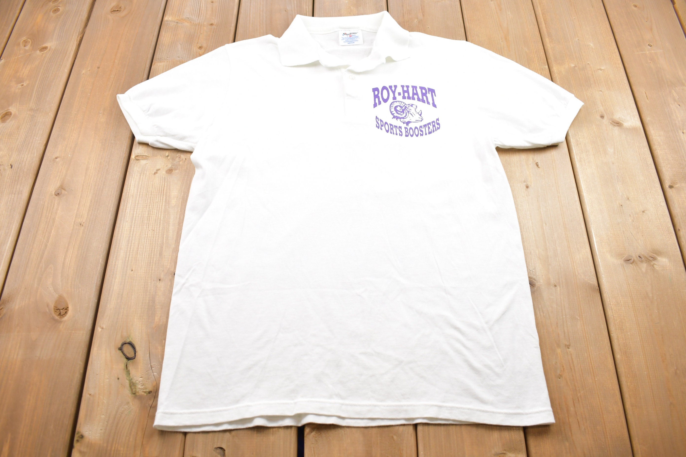 Vintage 1980s Stedman Roy Hart Sports Boosters Graphic Polo Shirt