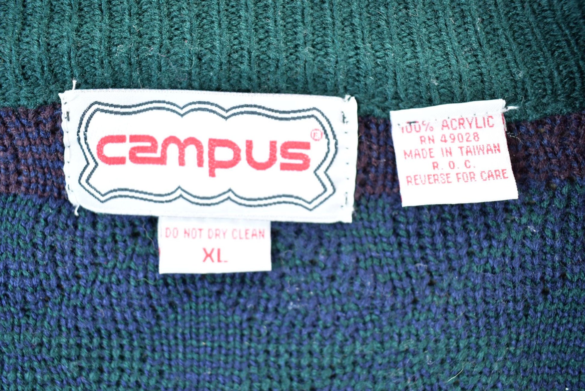 Vintage 1990s Campus Quarter Button Knit Cardigan Sweater