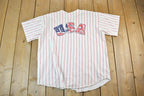 Vintage 1990s USA Striped Button Up Baseball Jersey