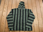 Vintage 1990s Hooded Pullover Striped Knit Poncho Blanket Hoodie