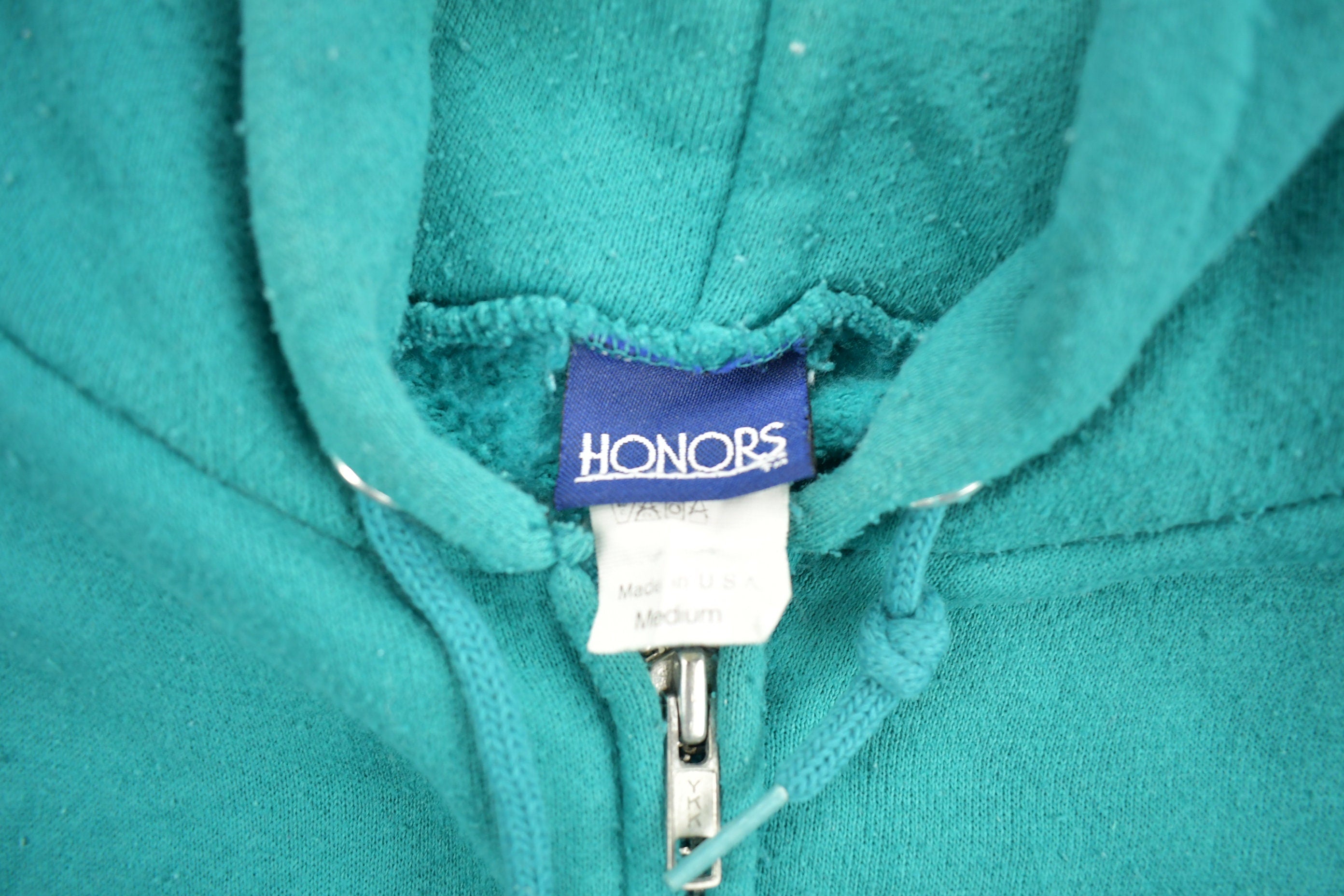 Vintage 1990s Honors Blank Green Zip-Up Hoodie