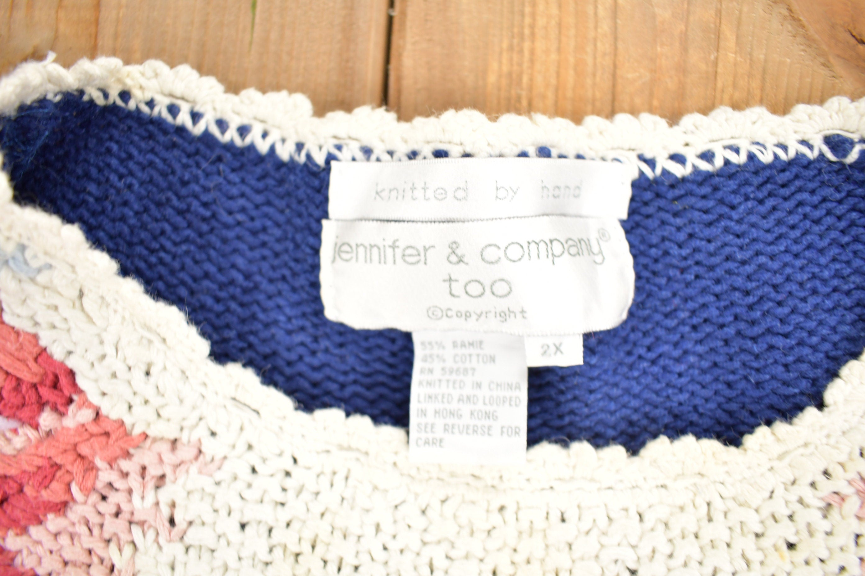 Vintage 1990s Jennifer & Co Floral Theme Hand Knit Sweater