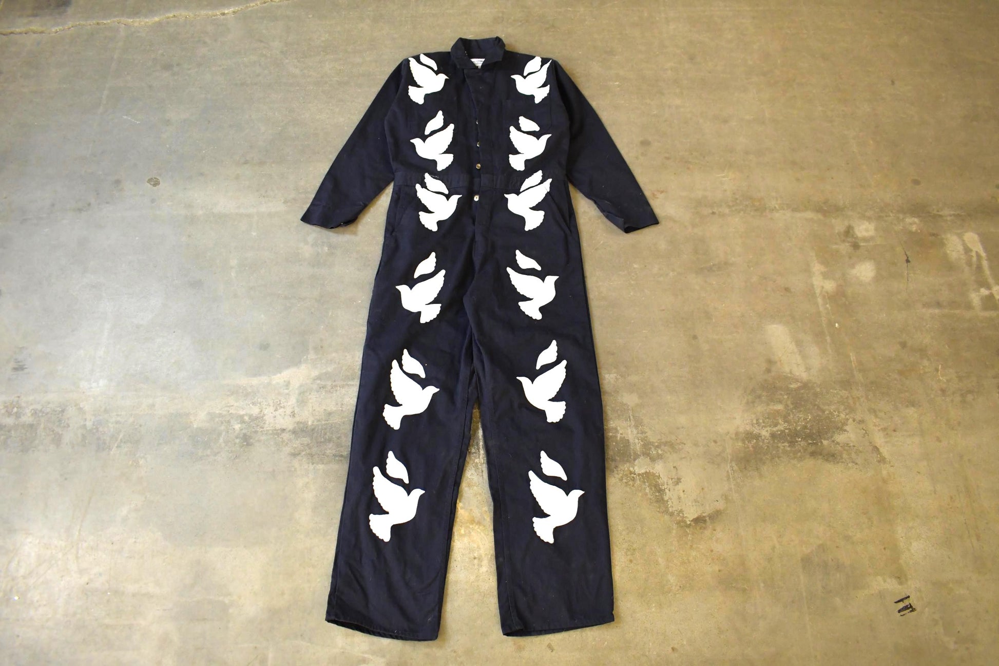 Vintage Custom Handmade Dove Peace Coveralls Jumpsuit Size 40T