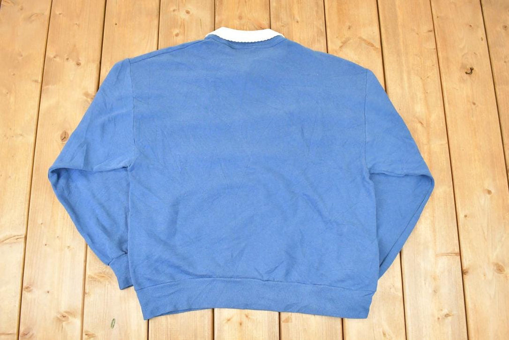 Vintage 1990s Butterfly Floral Graphic Print Collared Sweatshirt Mens L