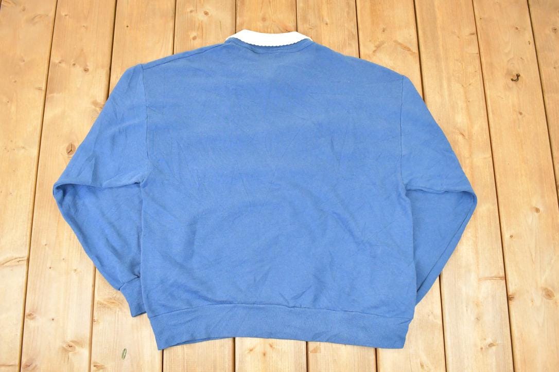 Vintage 1990s Butterfly Floral Graphic Print Collared Sweatshirt Mens L