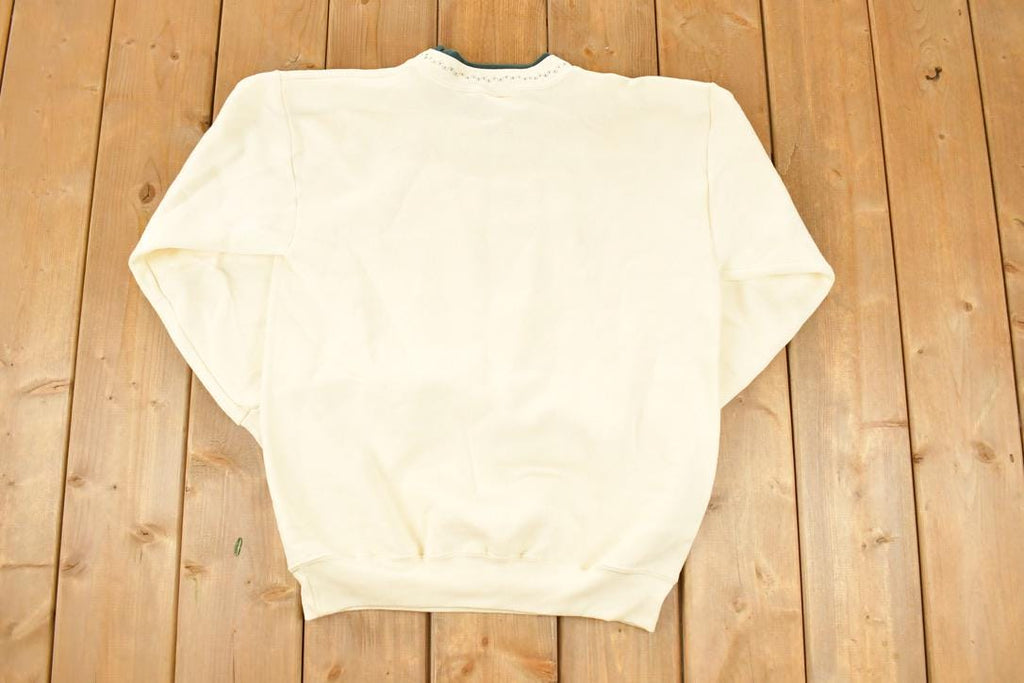 Vintage 1990s Cute Snowman Christmas Double Collar Crewneck Sweatshirt Women's L