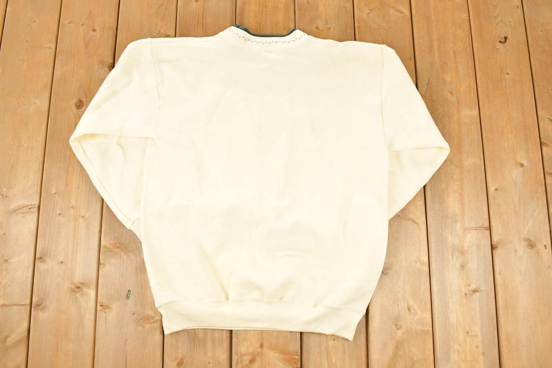 Vintage 1990s Cute Snowman Christmas Double Collar Crewneck Sweatshirt Women's L
