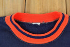 Vintage 1980s Blank Striped Collar Crewneck Sweatshirt