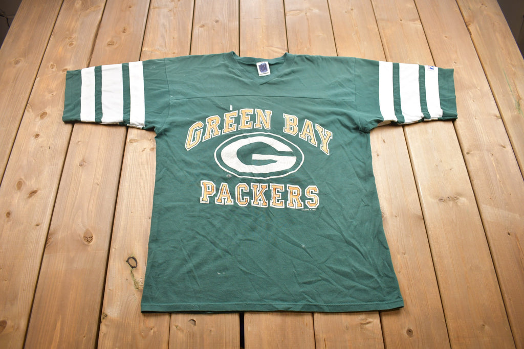 Vintage 1990s Logo 7 Green Bay Packers Graphic Shirt / Made In USA / Stained / Single Stitch / NFL / 90s Streetwear / Sportswear