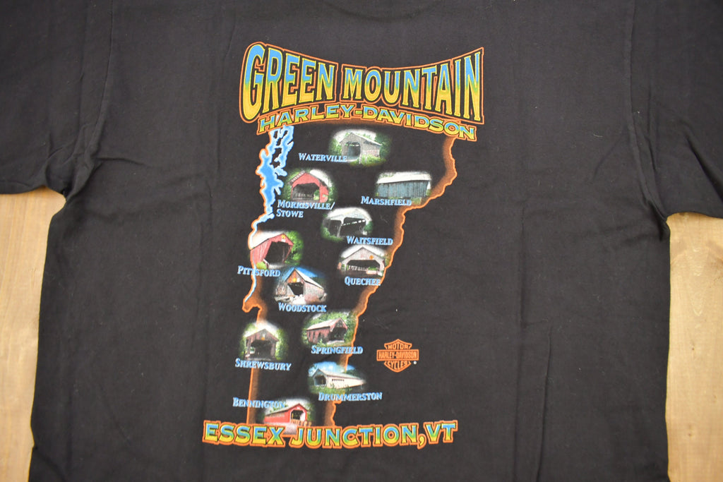 Vintage 1990s Harley Davidson Green Mountain Essex Junction VT T-Shirt