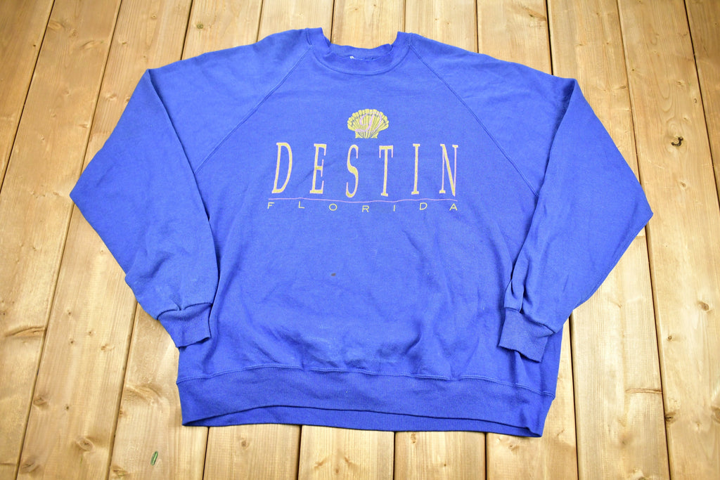 Vintage 1980s Destin Florida Raglan Cut Crewneck Sweatshirt
