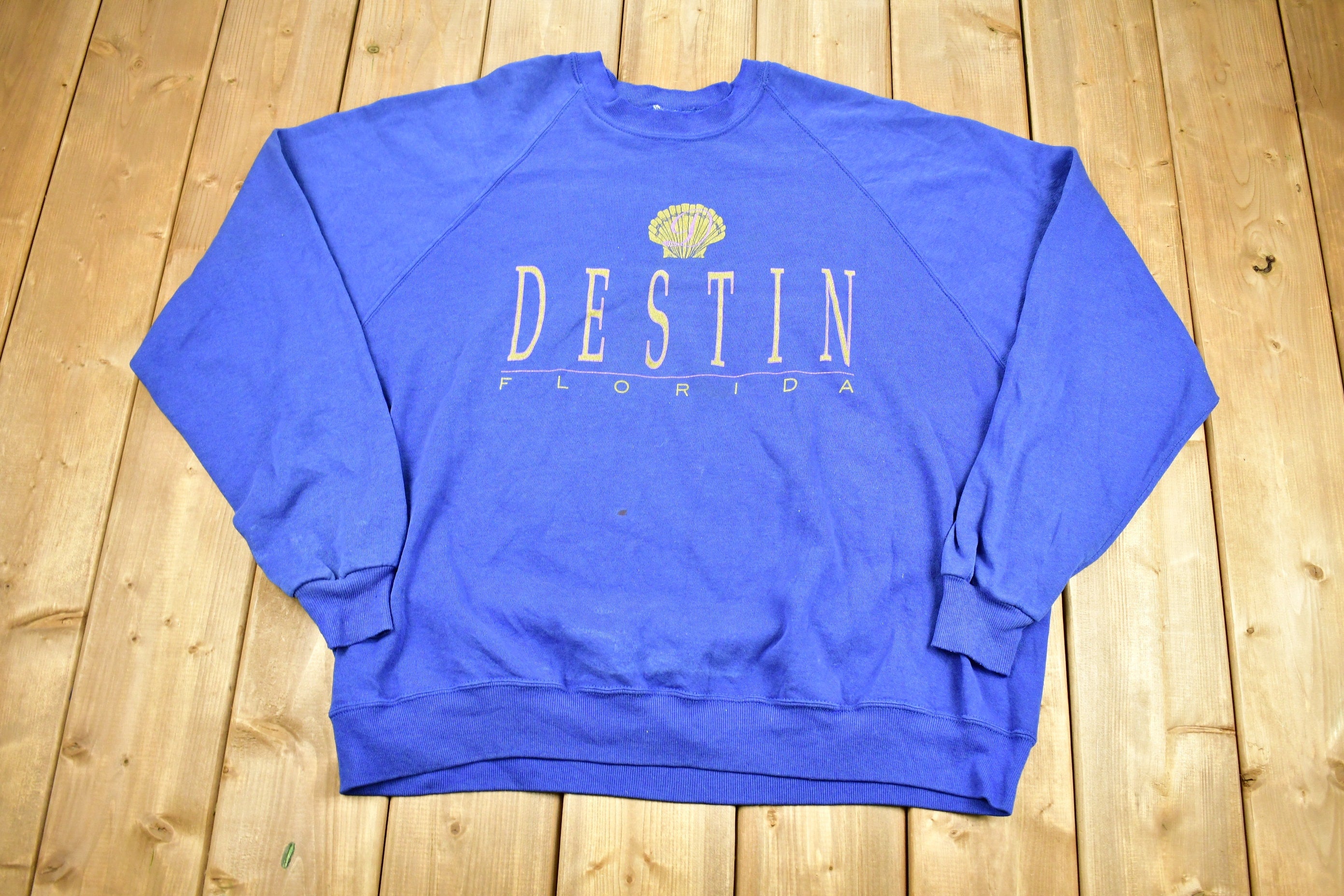 Vintage 1980s Destin Florida Raglan Cut Crewneck Sweatshirt