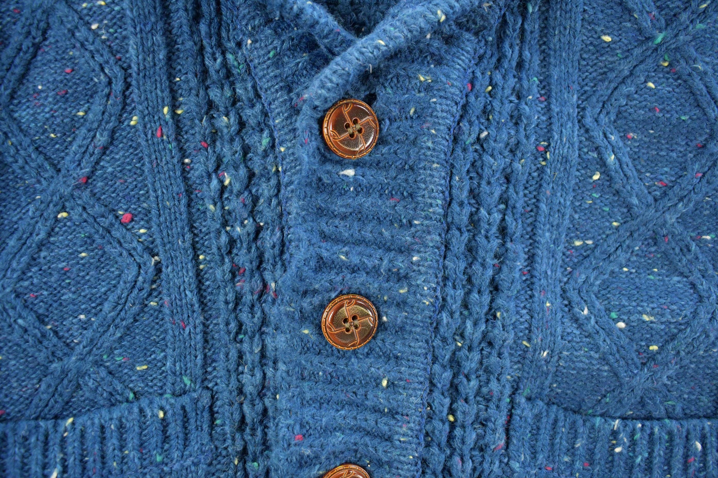 Vintage 1970s Oleg Cassini Shawl Collar Wool Knit Cardigan Sweater Men's Large