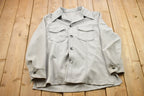 Vintage 1970s Blank Grey Button Up Shirt  1970s Button Up  Vintage Flannel  Basic Button Up  Vintage Button Up  70s Shirt