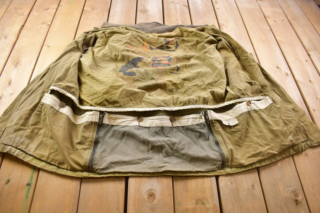 Vintage 1980s Northern United States Trails Button Up Cotton Overcoat
