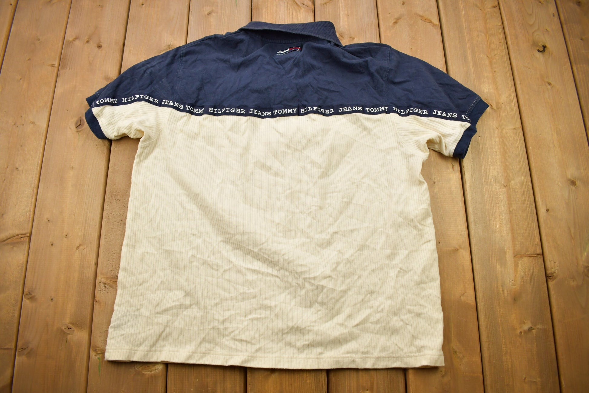 Vintage 1990s Tommy Hilfiger Tommy Jeans Color Block Quarter Zip Polo Shirt