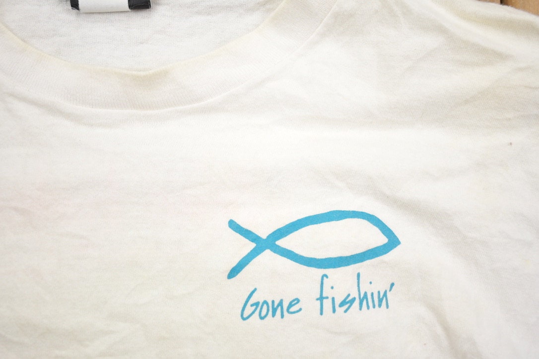 Vintage 1990s Fish Theme Single Stitch Religious T-Shirt